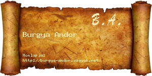 Burgya Andor névjegykártya